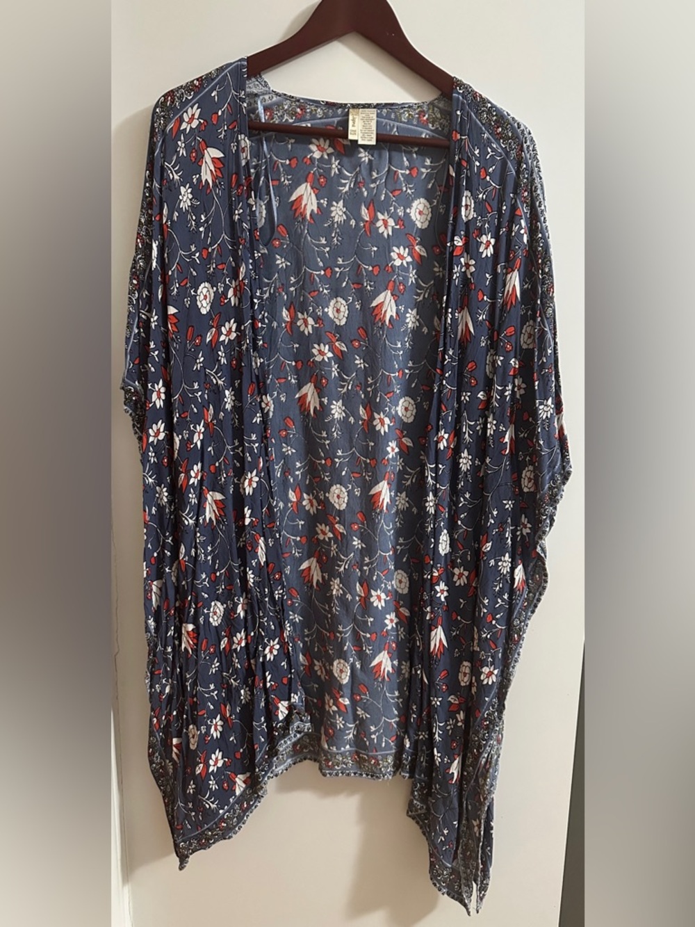 Japna Navy Floral Open-Front Kimono